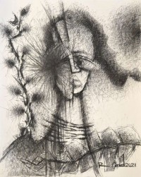 A. S. Rind, 22 x 28 Inch, Charcoal On Paper, Figurative Painting, AC-ASR-741